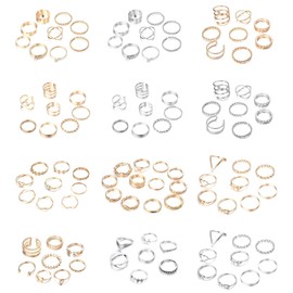 MILACOLATO 104Pcs Knuckle Rings Set for Women Cute Minimalist Adjustable Band Finger Rings Silver Gold Vintage Stackable Ring Midi Thumb Joint Open Rings Set