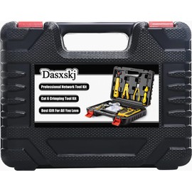 Dasxskj Pass Through RJ45 Crimp Tool Kit, Network Tool Kit, Ethernet Crimper Cat6 Cat5e Cat5 Crimping Tool with Wire Tracker, 110/88 Punchdown Tool, Cat6 Pass Through Connectors, Wire Stripper