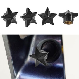 4PCS Star Tire Valve Stem Caps- Five-Pointed Star Shaped Car Wheel Tire Valve Caps with Rubber O-Ring- Car Tire Air Cap Dust Proof Covers- Universal Leak-Proof Wheel Stem Cover for Most Cars (Black)