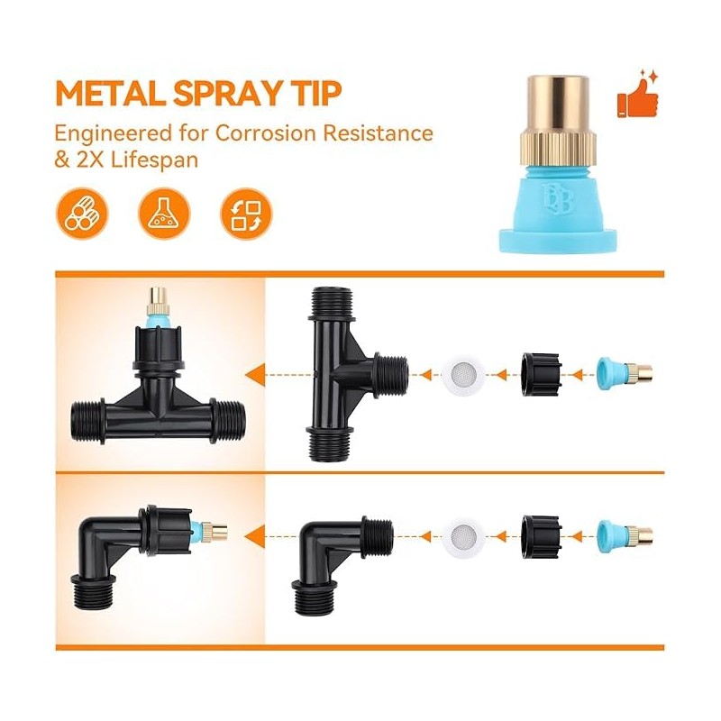 6-Nozzle Poly Boom Wand with 3/8" 1/2" Brass Fitting, 7.5