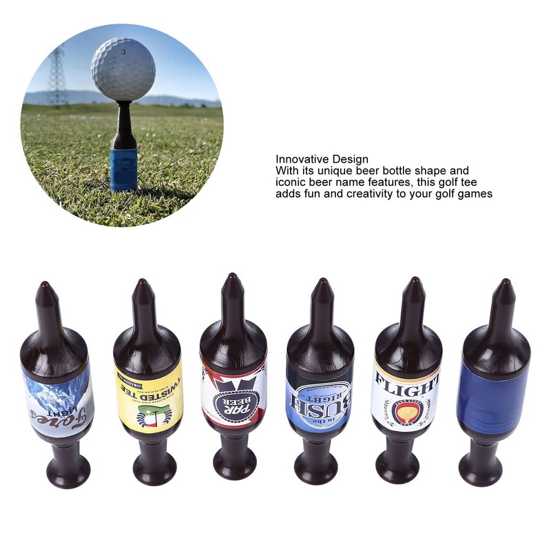 6PCS Mini Beer Bottle Golf Tees Plastic Funny Golfing Tees