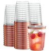 PLASTICPRO Disposable Plastic Tumblers Rose Gold Rim 50 Count