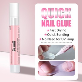 Professional Nail Glue for Acrylic Nails Press On Nails and Nail Tips, False Nail Glue Remover Easy to Remove Glue Off Fake Nails Nail Adhesive Remover with Cuticle Pusher and Nail File.