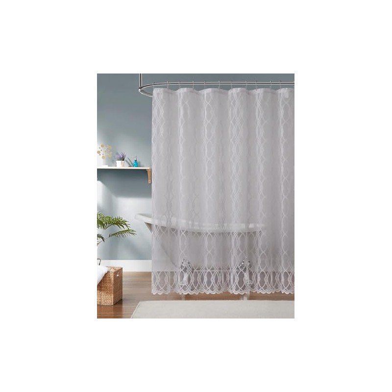 LinenZone Geometric Lace Shower Curtain. (Giselle Shower 72 x 84