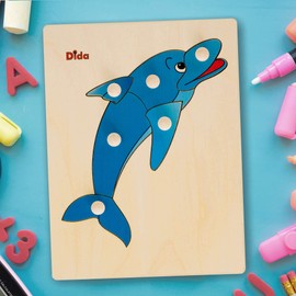 Dida - Steckpuzzle - Delfin. Greifpuzzle Für Kleinkinder Mit Bequemen Holzknöpfen. Ideal Für Die Kinderkrippe, Die Vorschule Und Den Kindergarten