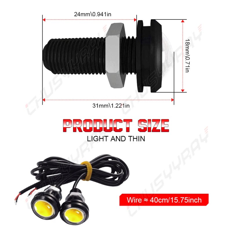 CHUSYYRAY 4xYellow LED Light Raptor Style Front Grille Light for