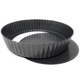 MGE - Deep Non-Stick Fluted Flan & Tart Tin - Deep Quiche Pan with Loose Base - 30 cm