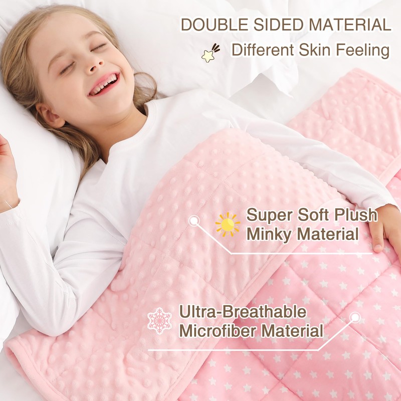 Alomidds Weighted Blanket Kids 5lb 36"x48", Minky Dots Small Weighted