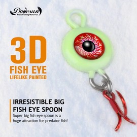Dovesun Ice Fishing Jigs Ice Fishing Lures Kit Rattling Glow Ice Fishing Spoons for Bass Crappie Panfish Mens Fishing Gifts 4PCS Big Eye Spoon