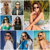 Fozono Retro Frameless Rectangle Sunglasses Womens Trendy Narrow Small Frame