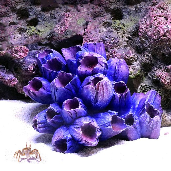 Danmu 1Pc of Polyresin Coral Ornaments, Aquarium Coral Decor for Fish Tank Aquarium Decoration 3 7/10" x 2 9/10" x 1 9/10" (Purple)