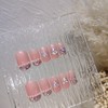 Nail Tips, Glossy Pink Marble Shell Stone Nail Set of