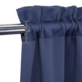 LinTimes Half Blackout Curtains, Noise Reduction, Modern Half Cafe Kitchen Curtains, Short Curtain, Blinds for Small Windows, Navy Blue, 132 cm x 38 cm (52 x 15 inches), 1 Piece