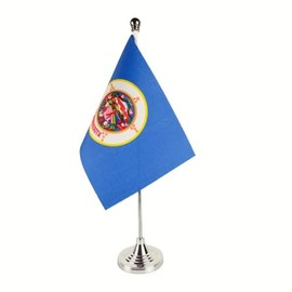 Zigvert USA Minnesota State Flag Minnesota MN Flag, Minnesota Desk Flag, Minnesota Table Flag, Minnesota Office Table Flag on Stand Base, Decorations for Offices, Families, Conference Rooms