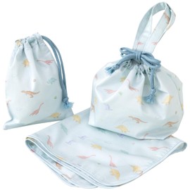Panpan Tutu Lunch Set of 3 (Lunch Cloth, Mini Drawstring Bag, Lunch Drawstring Bag) (Vintage Dinosaur)