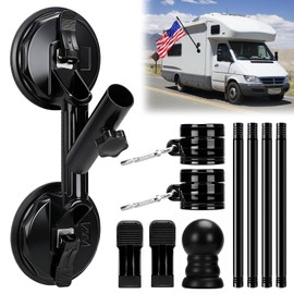 Suction Cup Flag Holder with Flag Pole for RV, 45 Angle Adjustable