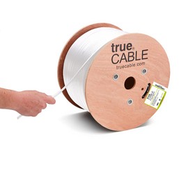 trueCABLE RG6 Dual Shield Coax, 1000ft, White, Riser Rated (CMR/CATVR/CL2), Bare Copper Conductor Coaxial Cable, 3GHz Sweep Tested