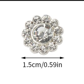 40Pcs/Set Metal Rhinestone Buttons Durable Accessories DIY Sewing Button Needlework Craft Decoration(0.59inch,Sliver)