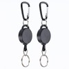 2 Pcs Black Retractable Keychain Heavy Duty Key Fob Badge