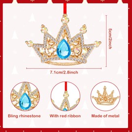 Christmas Ornaments Gold Crown Christmas Pendant, Metal Crown Christmas Tree Decoration Pendant, Hanging Christmas Tree Crown Pendant, Christmas Decoration Gift (A)