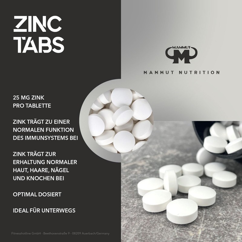 Mammut Nutrition Zinc Tabs 25 mg Zinc, 168 g, FID46788