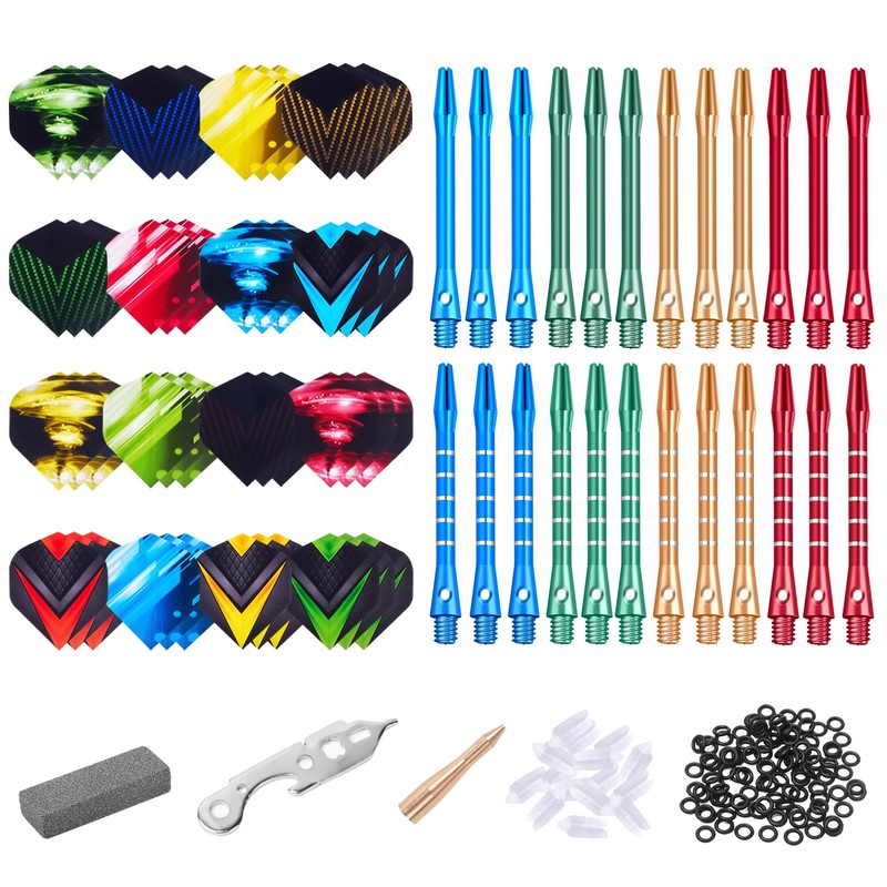 centaur 2025 Newest Dart Accessories Kit,48 Dart Flights+24 Aluminium Shafts+Sharpener+Dart