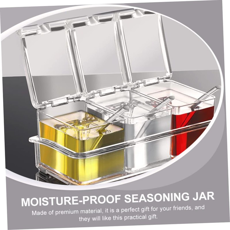 ABOOFAN 1Set Transparent Seasoning Jar Kit Compartment Spice Container Set