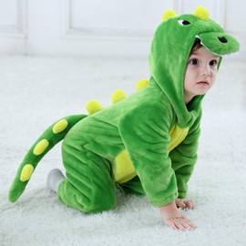 LOLANTA Unisex Baby Dinosaur Dragon Costume,Toddler One-Piece Hooded Animal Fancy Dress Romper(18-24 Months,Green,Tag 90)