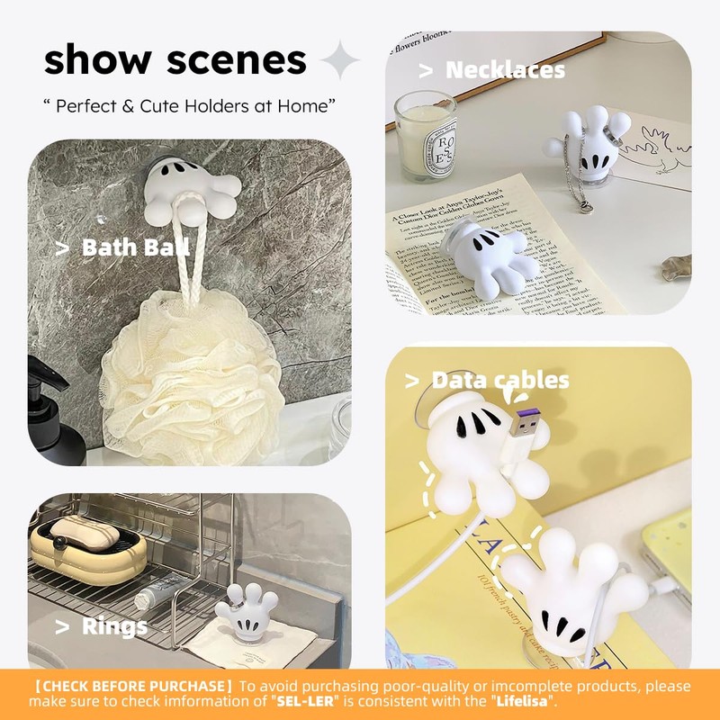 Lifelisa Cute Hanging Toothbrush Holder, Hand Wall Hanging Utility Suction