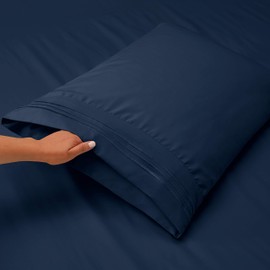 Nestl Deep Pocket Split King Sheets: 5 Piece Split King Size Bed Sheets with Fitted Sheet, Flat Sheet, Pillow Cases - Extra Soft Bedsheet Set with Deep Pockets for Split King Mattress - Navy Blue