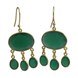 Green Onyx Gold-Plated Sterling Silver Chandelier Earrings
