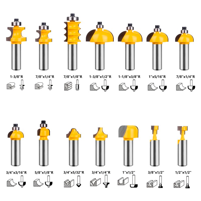UTRUSTTO Router Bits 70 Pieces, 1/2 Inch Shank Tungsten Carbide