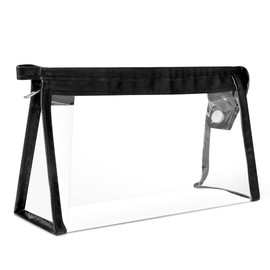 hoinya Clear Pencil Case, Clear Pencil Bag for Exam Large Capacity Pencil Case Pencil Pouch PVC Zipper Big Transparent Pen Pencil Bag for Boys Girls Women, Black