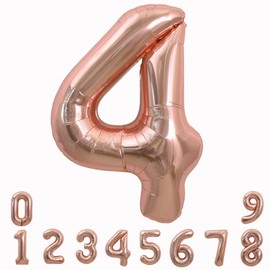 TONIFUL 40 Inch Rose Gold Large Numbers Balloons 0-9, Number 4 Digit 4 Helium Balloons, Foil Mylar Big Number Balloons for Birthday Party Anniversary Supplies Decoration