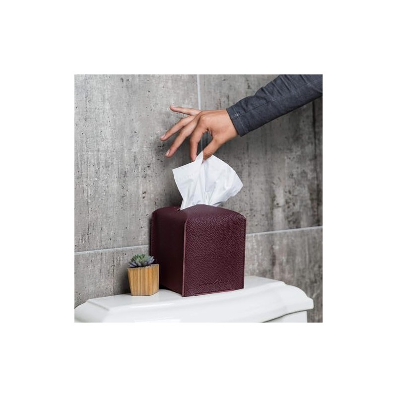 Caja de pañuelos de Cuero (Classic-Textured Deep Brown, 1 Pack)