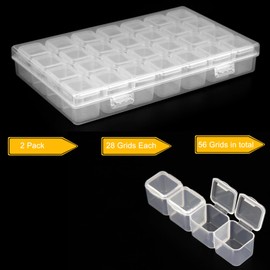 Guyuyii 56 Slots Diamond Painting Storage - 2 Pack with 28 Grids Each - Perfect for Craft Supplies, Jewelry, and On-the-Go Projects