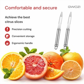 Grapefruit Knife Curved Serrated Edge - Pomelo, Orange, Lemon, Kiwi & Grapefruit Cutter - Stainless Steel Grapefruit Knives with Hanging Loop - Kitchen Citrus Curved Tool, 2 Pcs