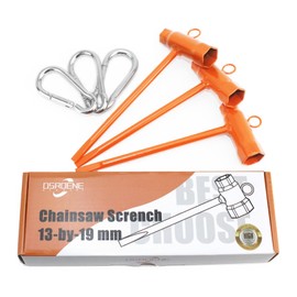 OSROENE Chainsaw Wrench, 3 Pack Orange Chainsaw Tool Chain Saw Scrench with Hook, 13 by 19mm 1/2x3/4 T Wrench Spanner Tool (3, Orange)