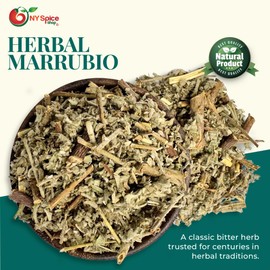 NY Spice Shop Dried Raw Marrubio Herb - 8 Ounce Botanical Mexican Marrubium Vulgare Herbal Ingredient - Marrubio Seasoning Bulk Herbs - Natural Herb for Crafting, Herbal Teas and Tincture