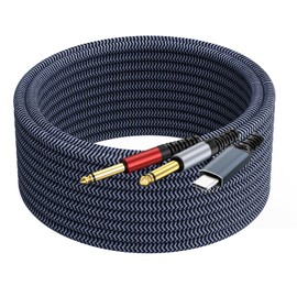 GOSYSONG USB C to 1/4 inch Audio Cable 20ft, USB C to Dual 1/4 Splitter Cable, Realtek ALC5686 32Bit 384 KHz DAC Type C to 1/4 Cable for Smartphone,Tablet,Laptop