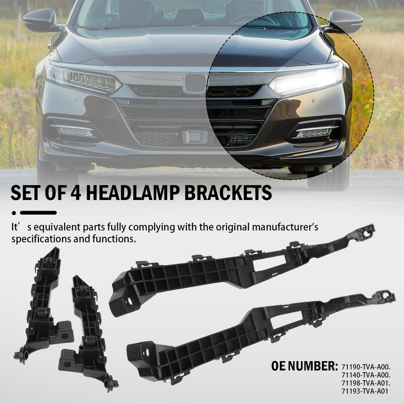 Front Headlight and Bumper Bracket Mount Support Retainer Kit Fit