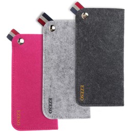 EZESO 3 Pack Felt Eyeglass Sunglasses Storage Bag Portable Pouch Soft Slip In Pocket Glasses Pouch Case (Dark grey+Grey+Red)