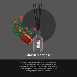 CRISTALINAS Mikado Air Freshener 100% Pure Long Lasting 12 Weeks 90ml 0% Alcohol (Sandalwood and Cedar 90ml)