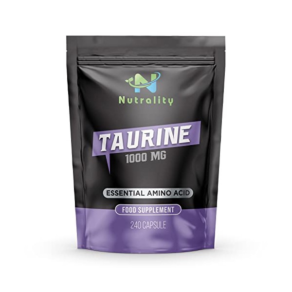 Nutrality Taurine Supplement 1000mg 240 Capsules-High Strength Energy and Endurance-Amino