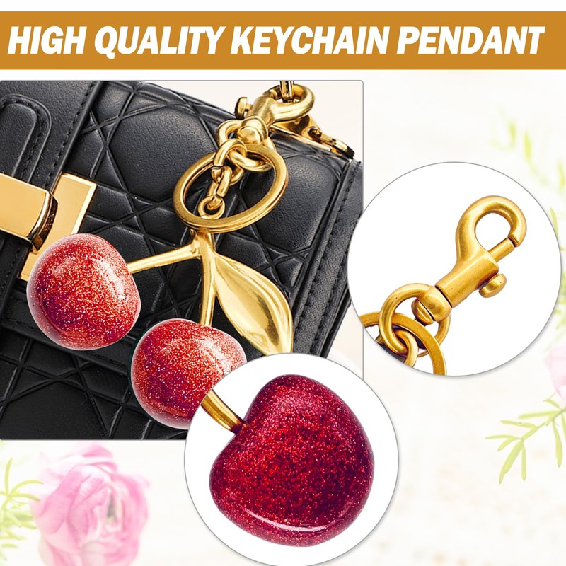 Jueqiba Cherry Bag Charm Purse Charms Keychain, Cherry Purse Charm