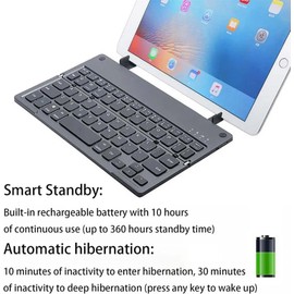 ZAMZAM Folding Portable Wireless Keyboard Compatible with Xiaomi 12/12S/12T/12X/11/11T/11i/Mi/Pro/Plus/Ultra/Lite/5G Fully Universal Providing 10H Use, 360H Standby, Portable, Compact, Rechargeable