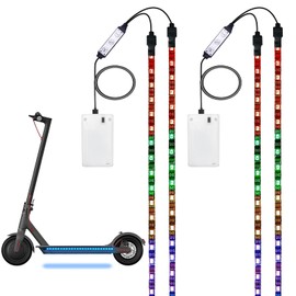 FOVNOT LED Lights for Scooter, 4 Pcs Electric Scooter Strip Light Battery Operated Scooter LED Lights Colorful Can Be Cropped Scooter Lights Chassis Decorative Scooter Light Lamp for Night Riding