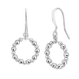 Vanbelle Sterling Silver Jewelry - Rhodium Plated with 925 Stamp - Beaded Circle Drop Earring - Elegant Handcrafted for Women