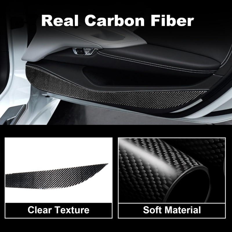 Fancemot Real Carbon Fiber Inner Door Panel Trim Compatible with