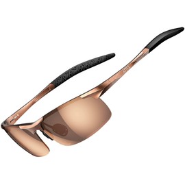 ATTCL Men's Sports Polarized Sunglasses For Driver Golf Fishing Unbreakable Metal Frame (Brown-frame/Brown lens(not mirrored))